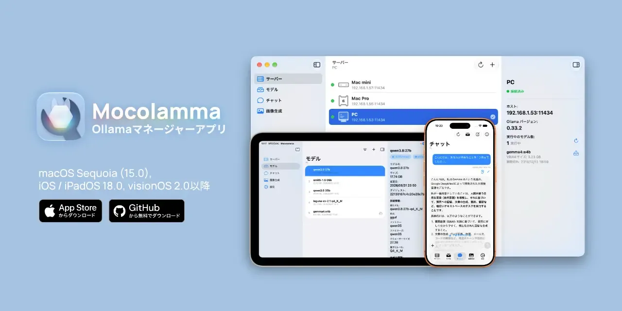 Mocolamma Ollamaマネージャーアプリ